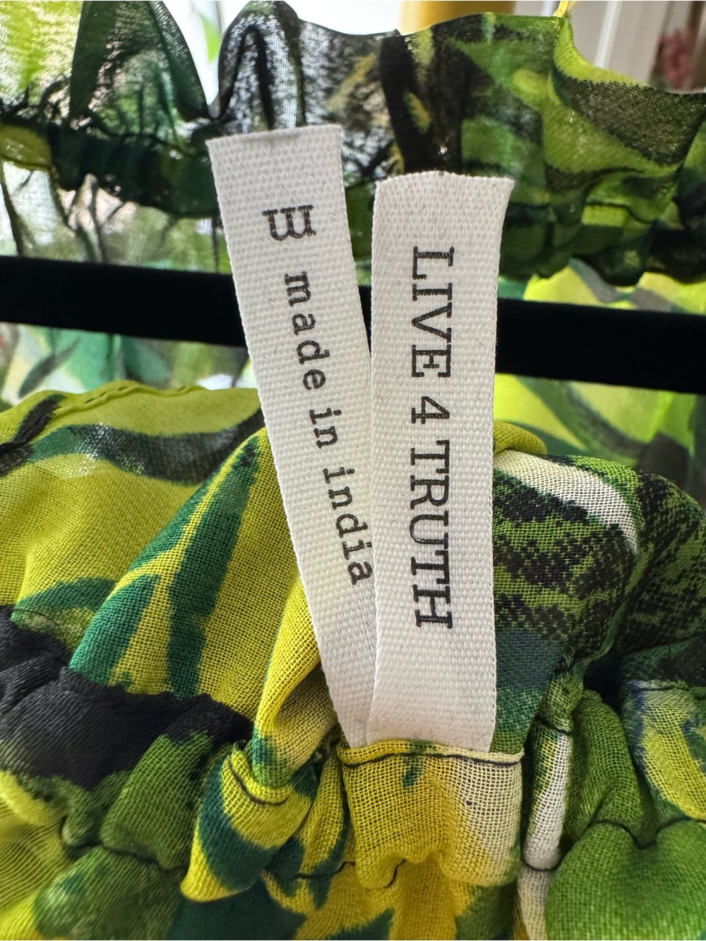 Live 4 Truth Green Tropical Off-Shoulder Bell Sleeve Crop Top - Picture 6 of 14
